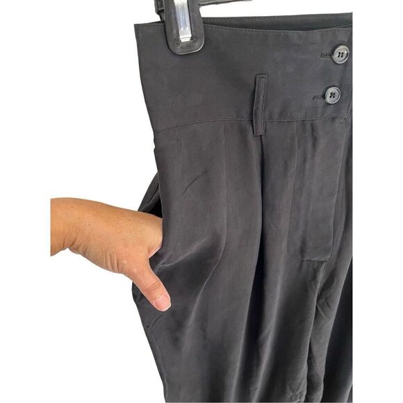 Smythe High Waisted Cropped Rayon Trousers Slack Pants In Black Women’s 4/28 - Picture 10 of 15